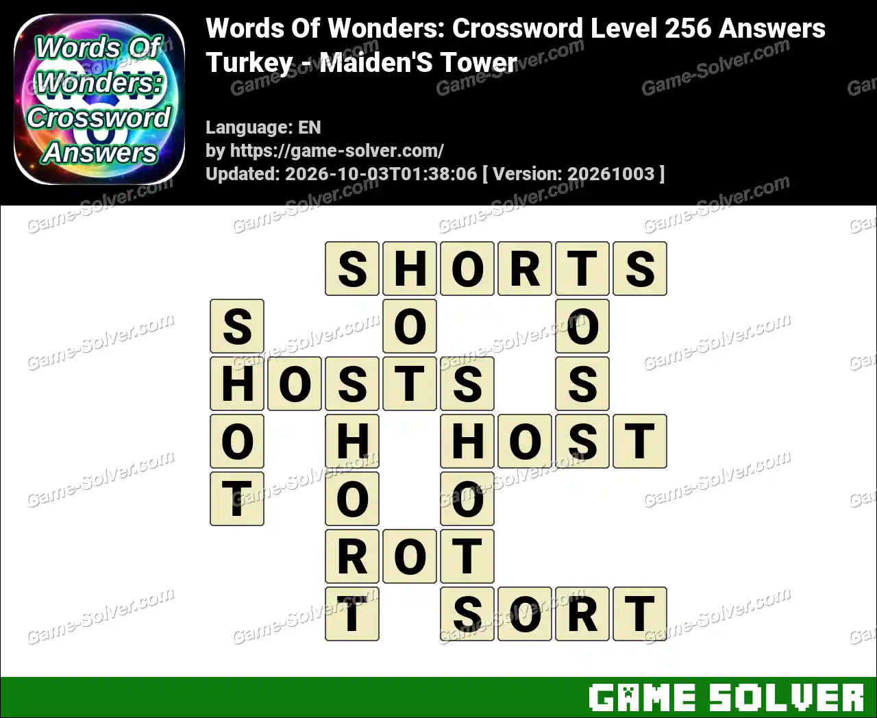 Words Of Wonders: Crossword Level 256 Answers – Turkey – Maiden’S Tower